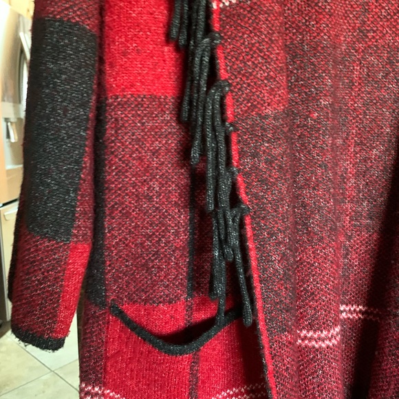 Adrienne Vittadini women’s 2x long sweater duster cardigan blackish gray plaid - Picture 14 of 16